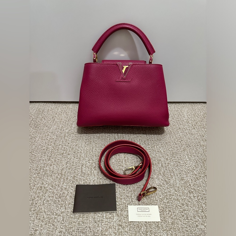 Louis Vuitton LV Capucines Dark Pink Fuchsia Top Handle Shoulder Authentic Bag